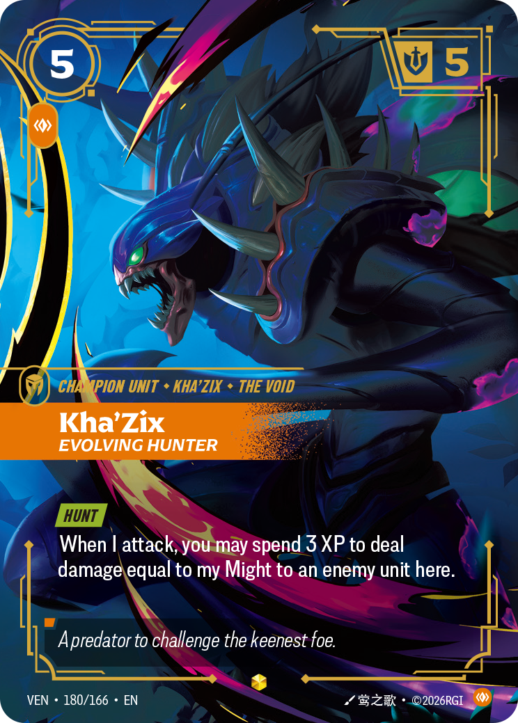 Kha'Zix, Evolving Hunter VEN-180/166 Alternate Art Riftbound card