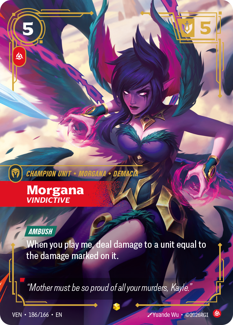 Morgana, Vindictive VEN-186/166 Alternate Art Riftbound card