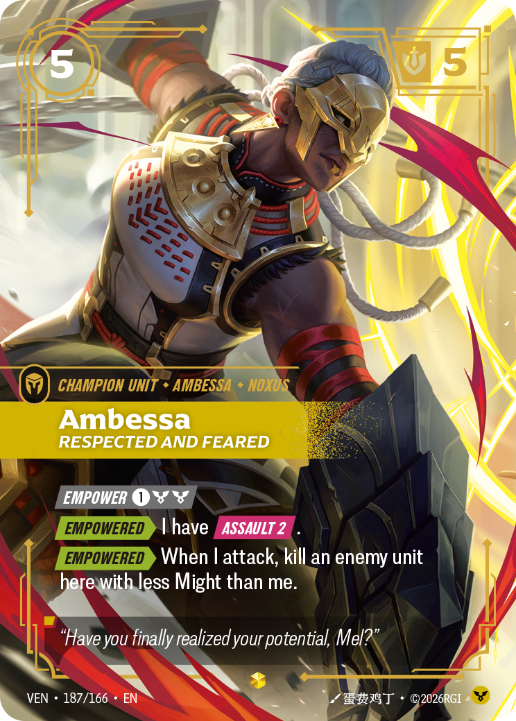 Ambessa, Respected and Feared VEN-187/166 Alternate Art Riftbound card