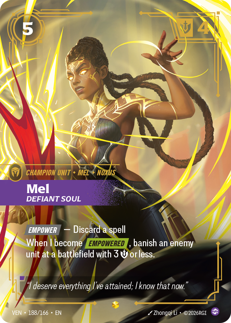 Mel, Defiant Soul VEN-188/166 Alternate Art Riftbound card