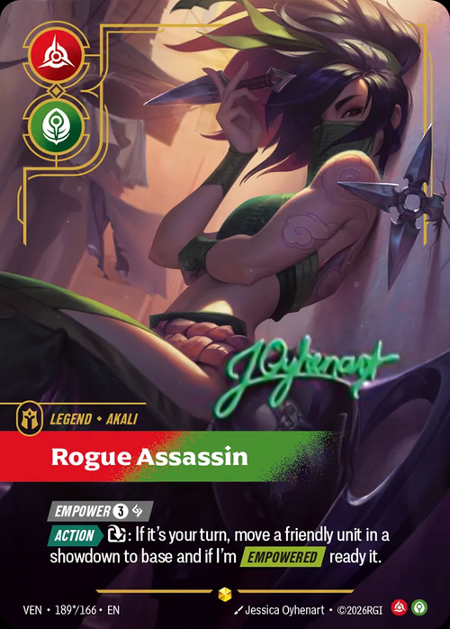 Rogue Assassin VEN-189*/166 Signed Riftbound card