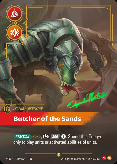 Butcher of the Sands VEN-190*/166 Signed Riftbound card