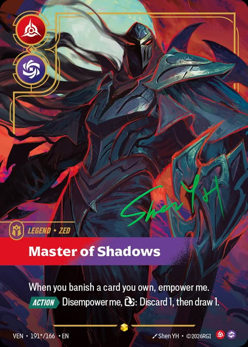 Master of Shadows VEN-191*/166 Signed Riftbound card